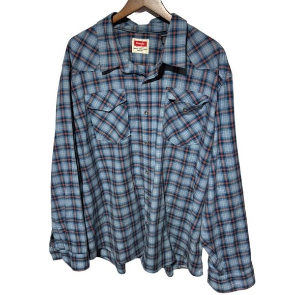Wrangler Other - Wrangler Blue Plaid Shirt Size 3X